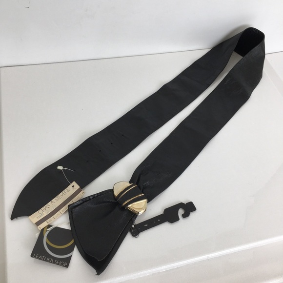Vintage 80’s Leather Shop Black Soft Genuine Leather Belt NEW Size L Art To Wear